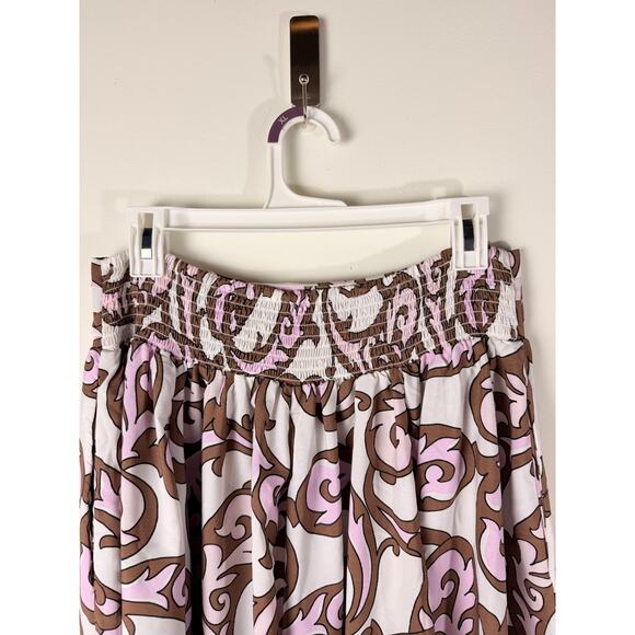 Cato Parisian Cafe Orchid Bouq Maxi Skirt Pink Brown XL NWT Pockets Garden Party - Picture 4 of 10